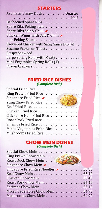 Rainbow House Takeaway Menu In WREXHAMBIZ
