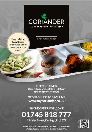 Coriander Menu Denbigh